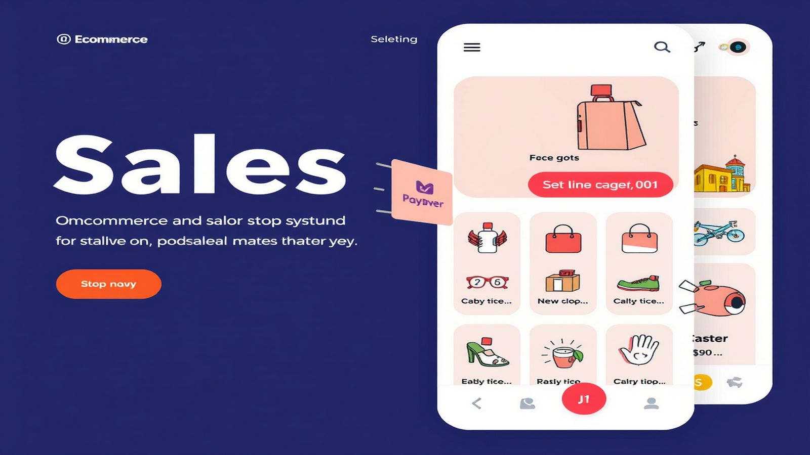 Mobile phone mockup showing a product page with annotated touch targets and scroll depth indicators on graph paper