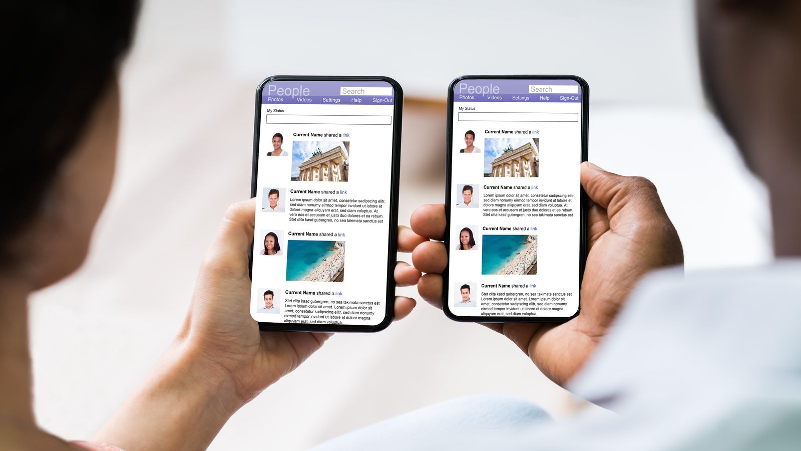 Split-screen comparison of a browser tab and a phone home screen showing the same interface adapted for each context